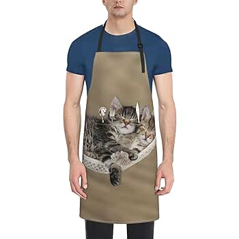 Amazon.co.jp: [RFSHOP] エプロン かわいいしま模様の猫 眠い猫